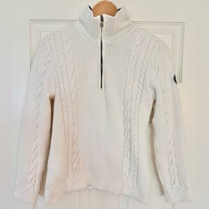 Holebrook Sweden Windproof Sweater Women’s Small White Cable Knit 1/4 Zip